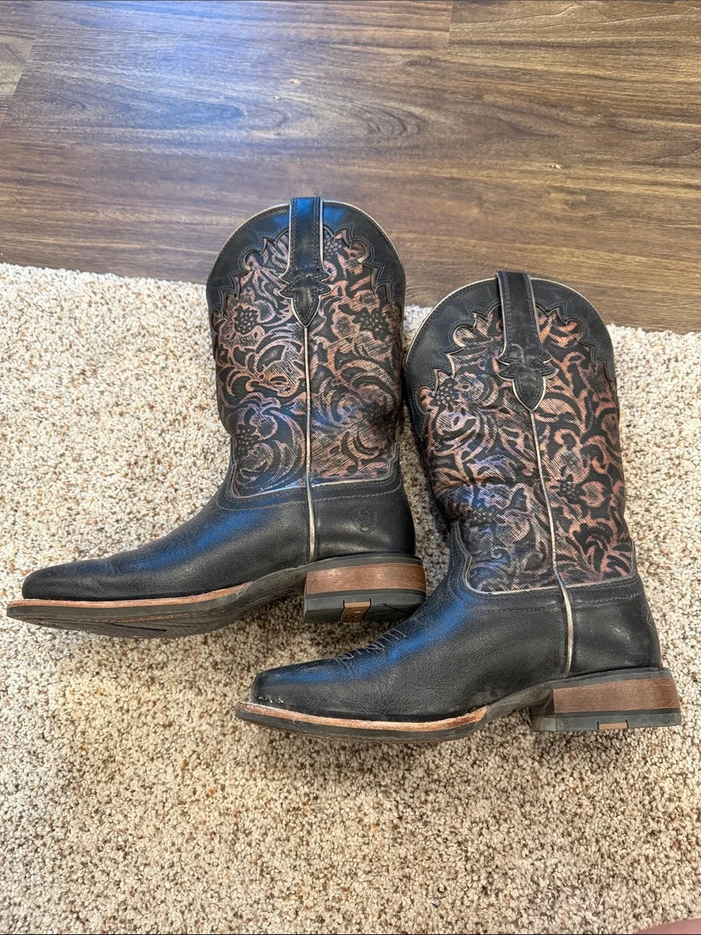 Ariat Black Leather Western Cowboy Boots
